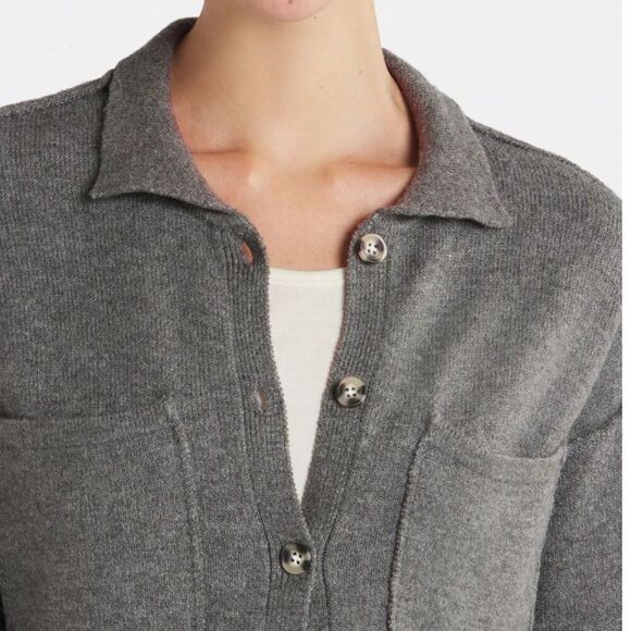 Saltwater LUXE Long Sleeve Sweater Shacket Cardigan Minimalist Classic Sz S NWT - Picture 3 of 13